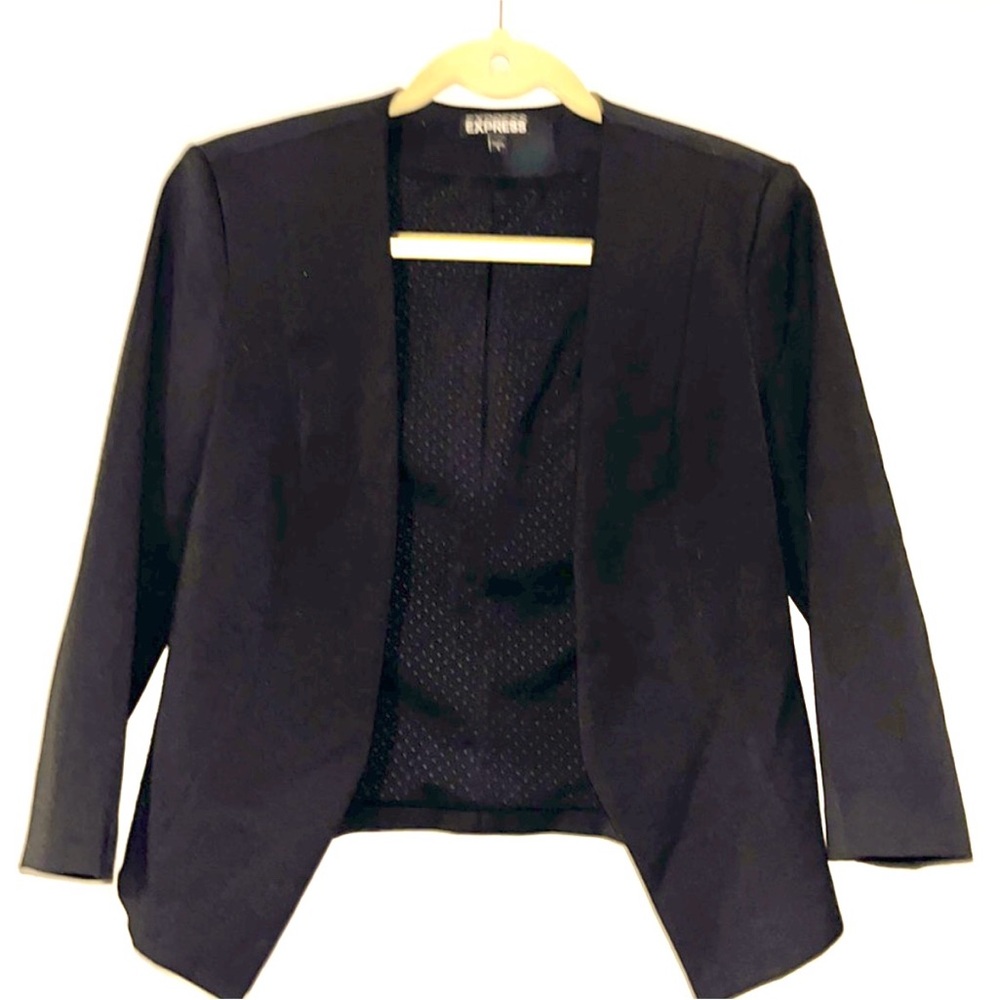 Express Solid Black Cutaway Blazer Jacket Small - image 2